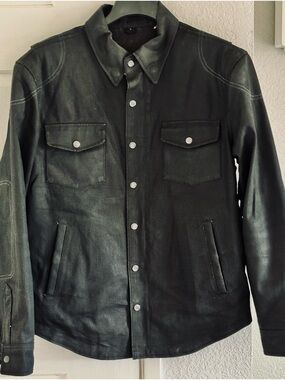 Mens Heavy Duty Roughneck Black Snap-Front Biker/Work Jacket size Large